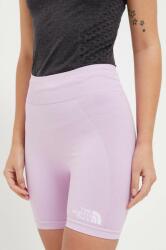 The North Face pantaloni scurti sport femei, culoarea roz, neted, high waist PPYX-SZD08M_30X