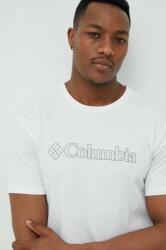 Columbia tricou sport Pacific Crossing II culoarea alb, cu imprimeu 2036472 PPYX-TSM1E8_00X