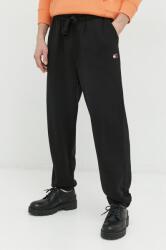 Tommy Jeans pantaloni de trening din bumbac barbati, culoarea negru, neted PPYX-SPM0GF_99X