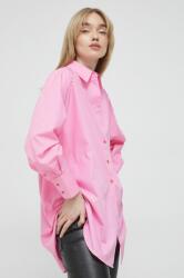 HUGO BOSS camasa din bumbac femei, culoarea roz, cu guler clasic, relaxed PPYX-KDD0FC_43X