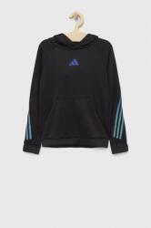 Adidas bluza copii culoarea negru, cu glugă, cu imprimeu PPYX-BLB008_99X