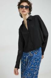 HUGO BOSS camasa femei, culoarea negru, cu guler clasic, regular PPYX-KDD01T_99X