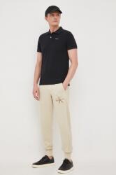 Calvin Klein Jeans pantaloni de trening din bumbac culoarea bej, neted PPYX-SPM0C2_80X