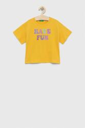Benetton tricou de bumbac pentru copii culoarea galben PPYX-TSG07B_11X