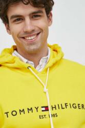 Tommy Hilfiger bluza barbati, culoarea galben, cu glugă, cu imprimeu PPYX-BLM0LF_11X