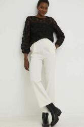 Answear Lab pantaloni femei, culoarea bej, drept, high waist BBYX-SPD02I_80X