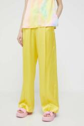 Stine Goya pantaloni femei, culoarea galben, lat, high waist PPYX-SPD105_11X