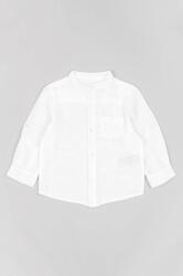 Zippy cămașă din amestec de in pentru copii culoarea alb PPYX-KDB04J_00X