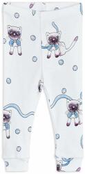 Mini Rodini pantaloni din bumbac pentru bebeluși culoarea alb, cu imprimeu PPYX-LGK003_00X