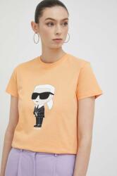 Karl Lagerfeld tricou din bumbac femei, culoarea portocaliu PPYX-TSD0CS_22X