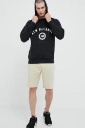 New Balance bluza barbati, culoarea negru, cu glugă, cu imprimeu PPYX-BLM13S_99X