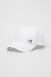 Calvin Klein șapcă de baseball din bumbac culoarea alb, neted PPYX-CAM02A_00X