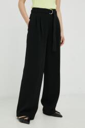 Boss pantaloni femei, culoarea negru, drept, high waist PPYX-SPD02A_99X