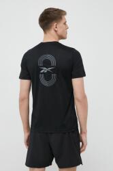 Reebok tricou de alergare culoarea negru, cu imprimeu PPYX-TSM18W_99X