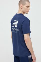 New Balance tricou din bumbac culoarea albastru marin, cu imprimeu PPYX-TSM1WC_59X