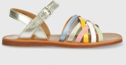 Pom D'api sandale din piele pentru copii culoarea argintiu PPYX-OBG19J_SLV