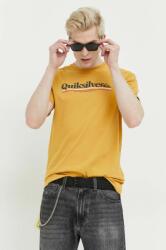 Quiksilver tricou din bumbac culoarea galben, cu imprimeu PPYX-TSM1L6_11X