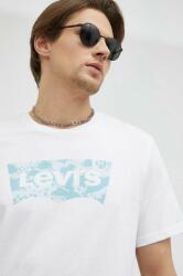 Levi's tricou din bumbac culoarea alb, cu imprimeu PPYX-TSM12D_00X
