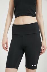 Karl Kani pantaloni scurti femei, culoarea negru, cu imprimeu, high waist PPYX-SZD02I_99X
