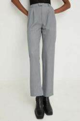 Answear Lab pantaloni femei, culoarea gri, drept, high waist BBYX-SPD02M_90X
