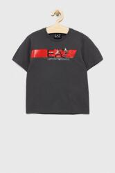 Giorgio Armani tricou de bumbac pentru copii culoarea gri, cu imprimeu PPYX-TSB05I_90X