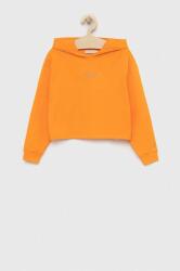Calvin Klein bluza copii culoarea portocaliu, cu glugă, cu imprimeu PPYX-BLG054_22X
