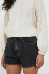 Pepe Jeans pantaloni scurti jeans Suzie femei, culoarea negru, neted, high waist PPYX-SZD06L_99J