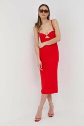 Bardot rochie culoarea rosu, midi, drept PPYX-SUD1LG_33X