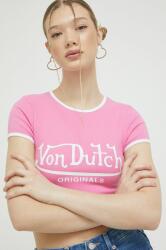 Von Dutch tricou femei, culoarea roz PPYX-TSD2KR_30X