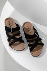 Answear Lab papuci din piele întoarsă femei, culoarea negru BPYX-KLD017_99X