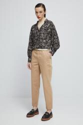 Medicine pantaloni femei, culoarea bej, fason chinos, medium waist ZPYX-SPD040_08X