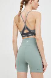 adidas Performance pantaloni scurți de yoga Yoga Studio femei, culoarea verde, neted, high waist PPYX-SZD01G_07X
