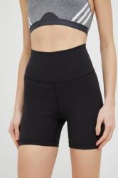 adidas Performance pantaloni scurți de yoga Yoga Studio femei, culoarea negru, neted, high waist PPYX-SZD01L_99X