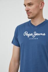 Pepe Jeans tricou din bumbac Eggo culoarea albastru marin, cu imprimeu PPYX-TSM0L7_59X