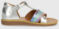 Pom D'api sandale din piele pentru copii culoarea argintiu PPYX-OBK10H_SLV