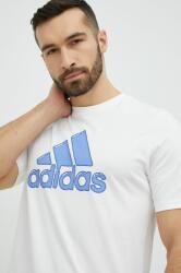 Adidas tricou din bumbac culoarea alb, cu imprimeu PPYX-TSM0HG_00X
