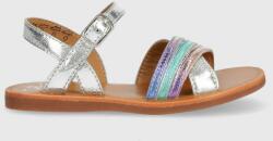 Pom D'api sandale din piele pentru copii culoarea argintiu PPYX-OBG19A_SLV