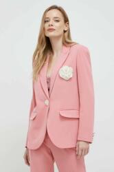 Custommade sacou din lana Fabiana culoarea roz, oversize, neted PPYX-KZD01K_39X