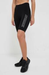 Hummel pantaloni scurti Maja femei, culoarea negru, cu imprimeu, medium waist PPYX-SZD0YF_99X