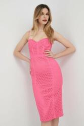 Bardot rochie culoarea roz, mini, mulata PPYX-SUD1K2_42X