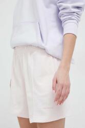 New Balance pantaloni scurti din bumbac culoarea roz, neted, high waist PPYX-SZD0PP_30X