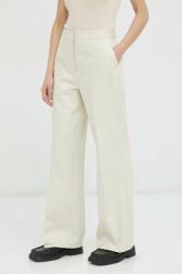 Lovechild pantaloni femei, culoarea bej, lat, high waist PPYX-SPD112_02X