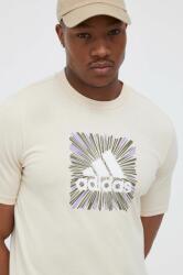 Adidas tricou barbati, culoarea bej, cu imprimeu PPYX-TSM1AD_08X