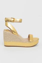 Lauren Ralph Lauren sandale de piele 802898505001 femei, culoarea auriu, toc pana PPYX-OBD1BC_10Y