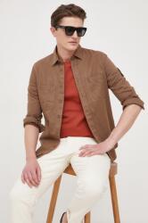 Calvin Klein camasa din amestec de in culoarea maro, cu guler clasic, regular PPYX-KDM0GW_82X