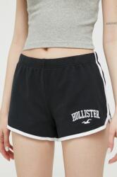 Hollister Co Hollister Co. pantaloni scurti femei, culoarea negru, cu imprimeu, high waist PPYX-SZD05M_99X