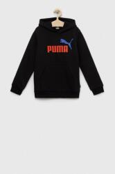 PUMA bluza copii ESS+ 2 Col Big Logo Hoodie FL B culoarea negru, cu glugă, cu imprimeu PPYX-BLK01T_99X