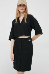 Calvin Klein rochie din bumbac culoarea negru, mini, drept PPYX-SUD16U_99X