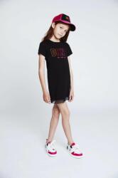 DKNY rochie din bumbac pentru copii culoarea negru, mini, drept PPYX-SUG0FO_99X