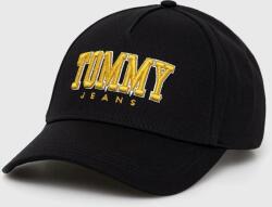 Tommy Jeans șapcă de baseball din bumbac culoarea negru, cu imprimeu PPYX-CAD01E_99X